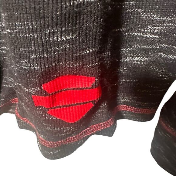 Harley Davidson Long Sleeve Waffle Knit Tee Plain Front with Picture on Back - Picture 4 of 5